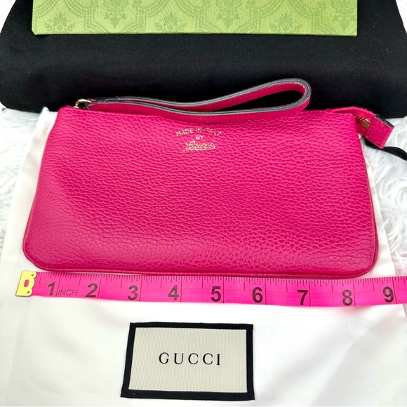 Gucci Swing magenta pink soft leather wristlet pouch wallet LIKE NEW - Picture 16 of 16